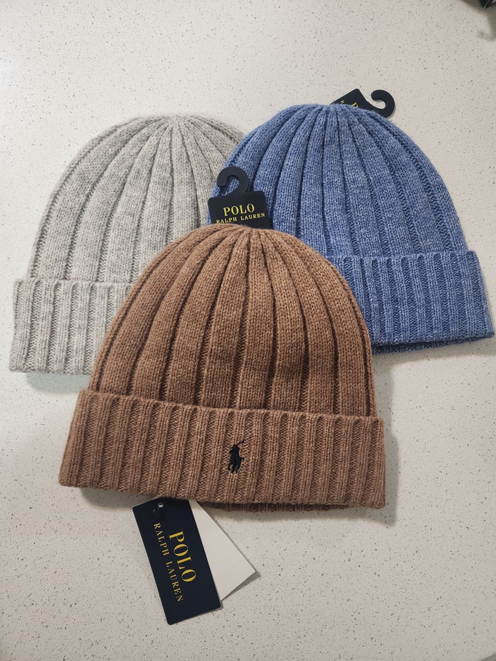 Polo by Ralph Lauren Men's Ribbed Knit Beanie Trio